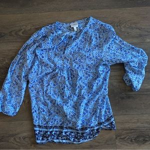 TALL Medium Light Blue Blouse with 3/4 Sleeves NEVER WORN